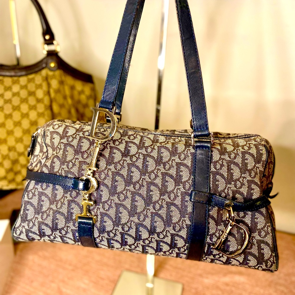 Christian Dior Blue and Brown Trotter Bag